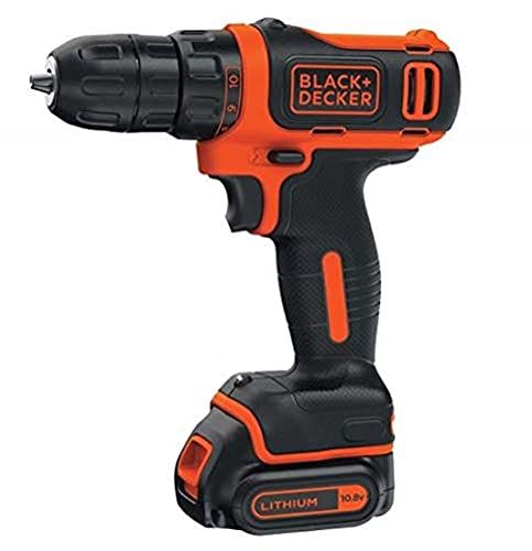 BLACK+DECKER BDCDD12K1-QW Perceuse-visseuse sans fil - Moteur ultra compact - 10 positions - Chargeur rapide 1h30 - Livrée en coffret, 10.8V, Coffret, 1 batterie