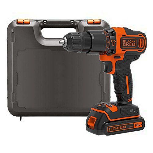 BLACK+DECKER BDCHD18K-QW Perceuse à percussion sans fil - 2 vitesses - Chargeur inclus - Livrée en coffret, 18V, Coffret, 1 batterie