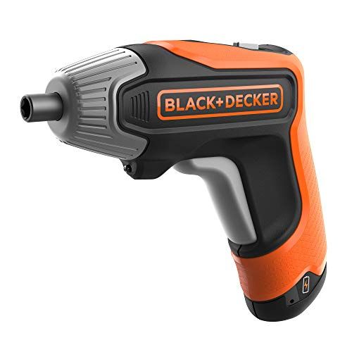 BLACK+DECKER - Tournevis Electrique BCF611CK-QW - 3.6V, 180 tr/min, 5.5 Nm, Charge Complète en 1h, Lampe LED Intégrée, Orange - 1 Coffret, 10 Embouts de Vissage, 1 Chargeur 2A Micro USB