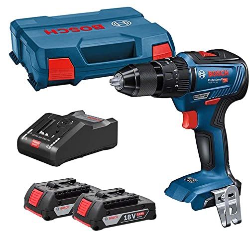 Bosch Professional 06019H5305 GSB18V-55 - Perceuse visseuse à percussion Brushless (55Nm + 2 batteries 18V 2Ah Li-ion + coffret L-case)