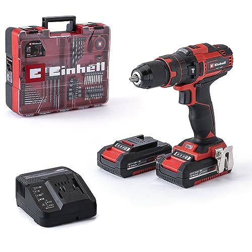 Einhell TE-CD 18/40 Li-i +64 - Power X-Change (Li-Ion, 18V, Couple 40 Nm) Livré avec 2 Batteries 2,0Ah, Chargeur et 64 Accessoires