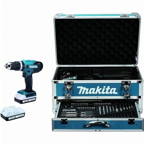 Makita HP488DAEX2 - Perceuse visseuse à percussion 18v 42 nm 2 batt.bl1820g + chargeur + 70 pièces
